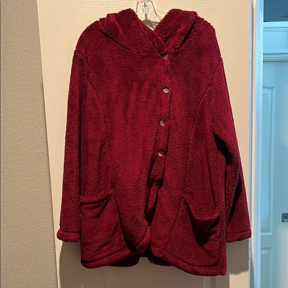 SHEIN Burgundy Button-Up Jacket